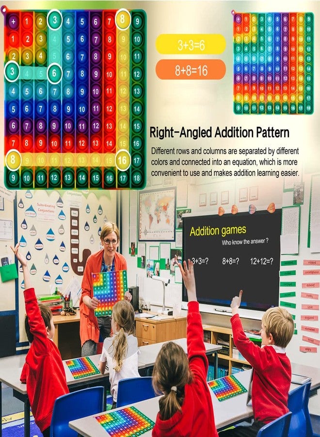Kingmall 1-9 Addition Chart & 9x9 Multiplication Tables, Right-Angled Rainbow Square 100 Bubbles Math Games Multiplication Games for Multiplication Study Division Learning Math Manipulatives - Image 4